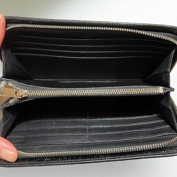 Saint Laurent Croc 🐊 Embossed Black Zippy Wallet YSL - Picture 5 of 9